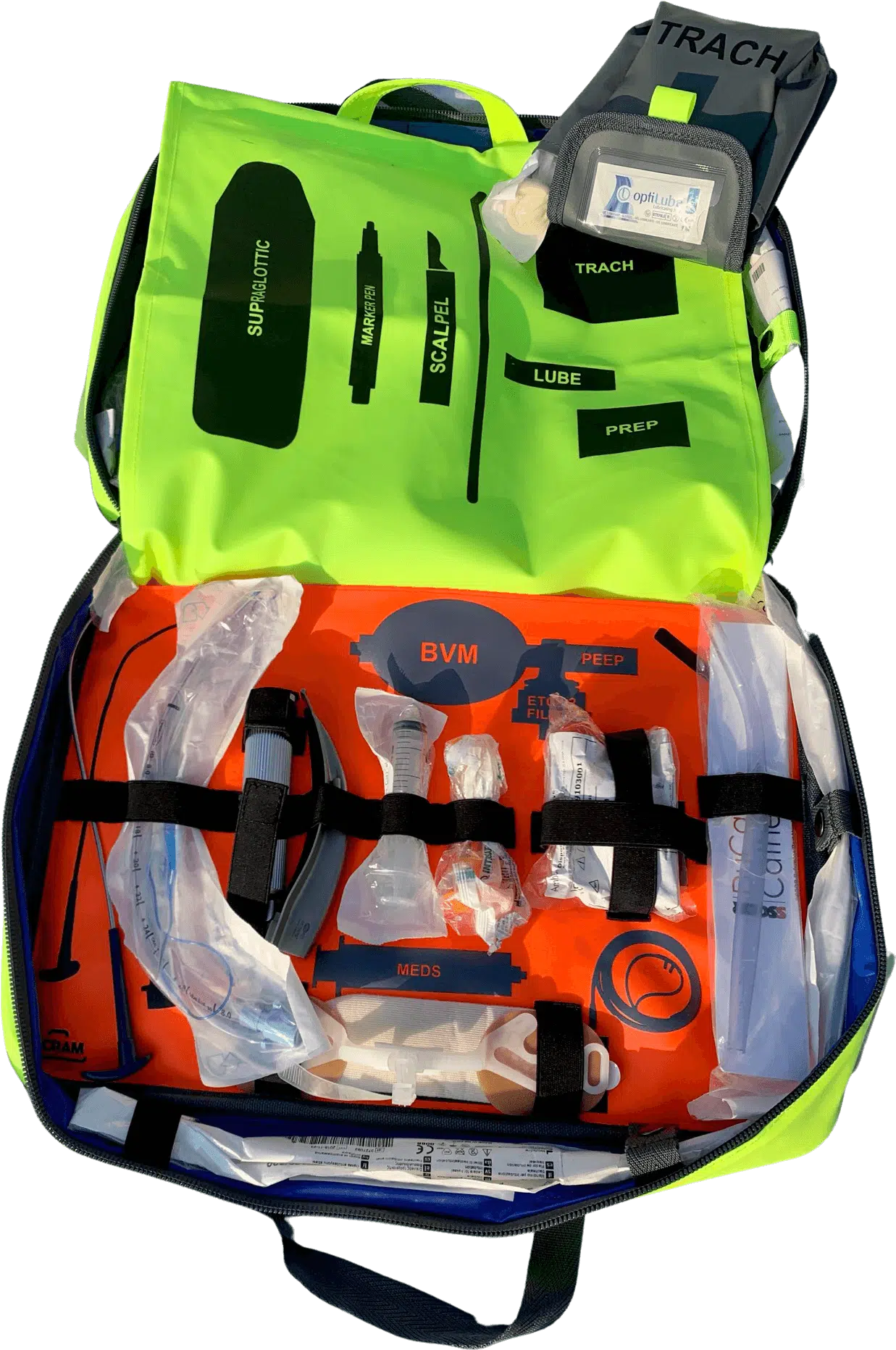 Stocked layout with the difficult-airway panel unfolded