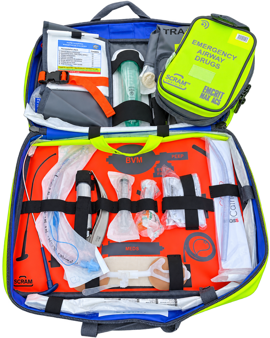 Stocked Resus SCRAM™ with CRASH Rx alongside the equipment
