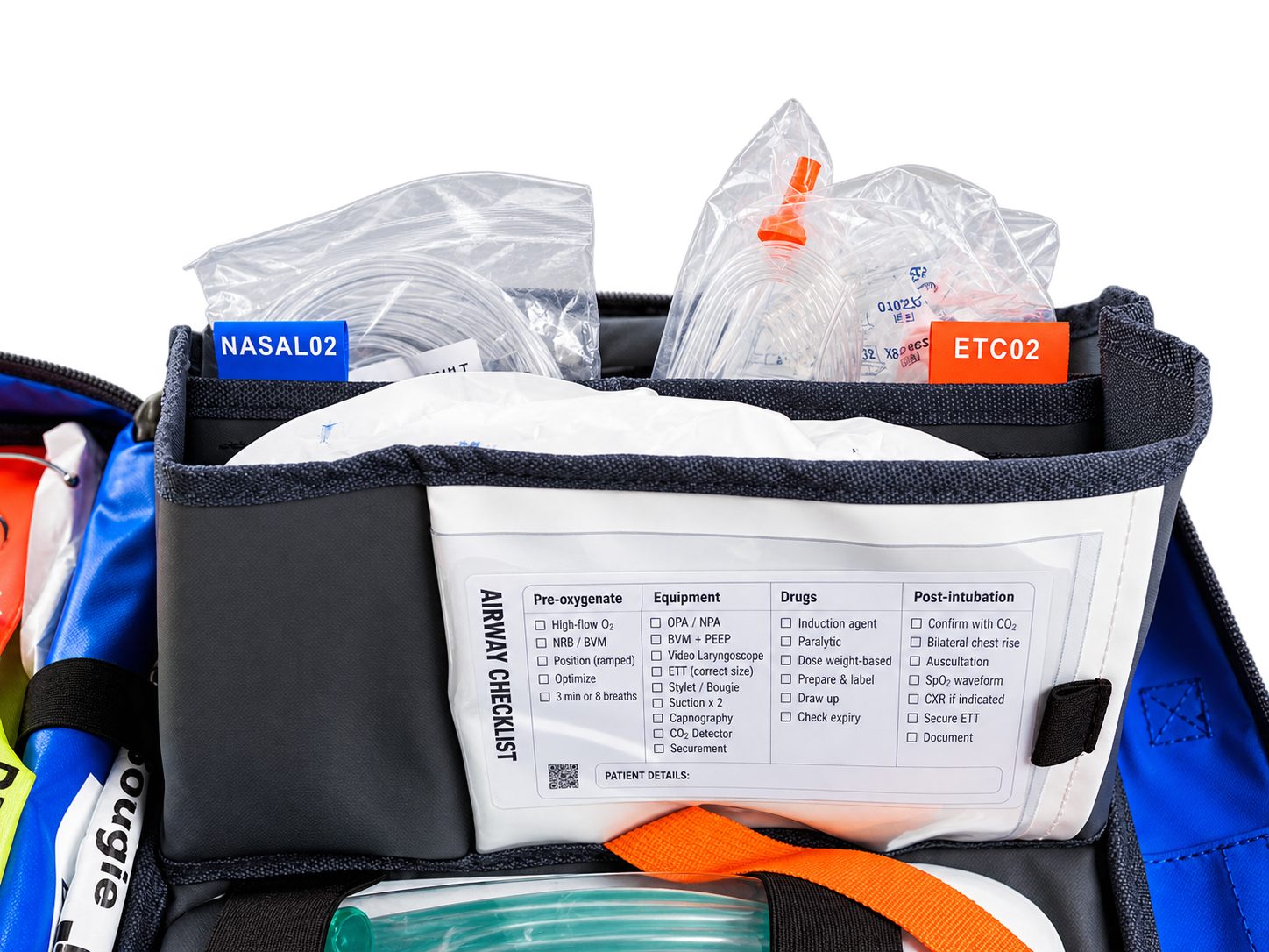 Checklist pocket and upper storage detail