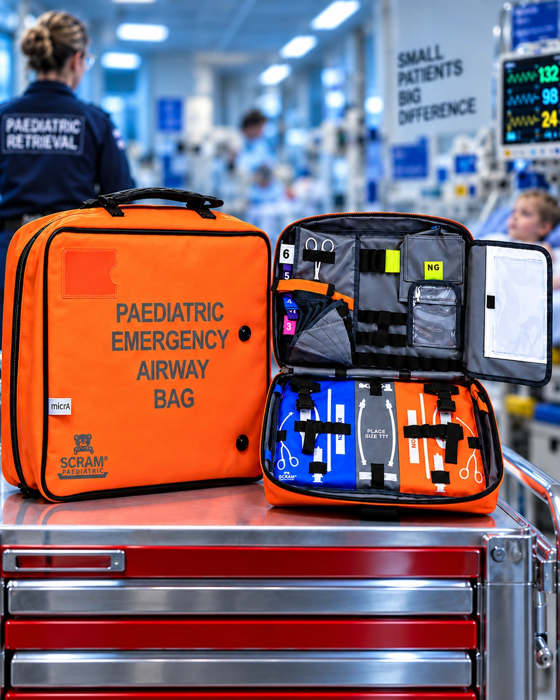 Paediatric SCRAM™ airway bag in a hospital and retrieval setting